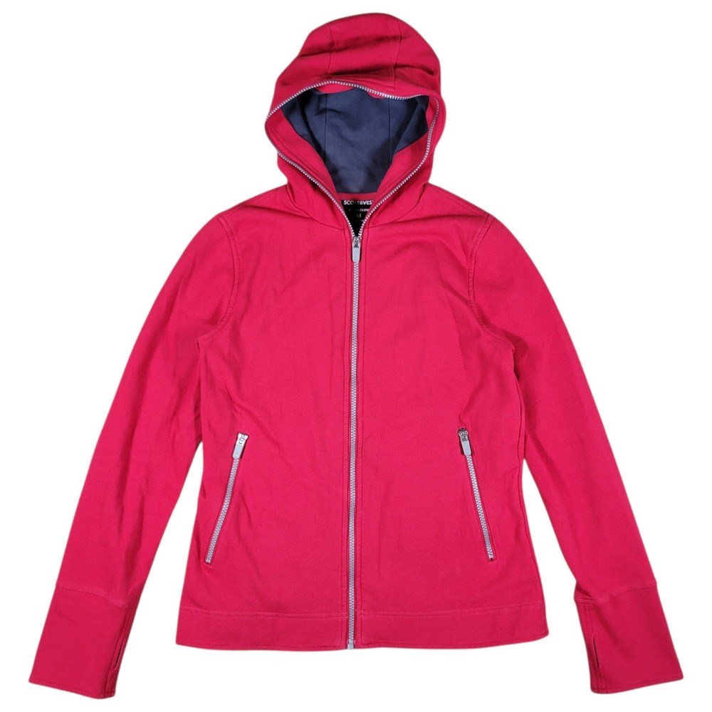 SCOTTeVEST Chloe Glow Hoodie Womens M Red Pink Travel Jacket Multi Pockets Gorp